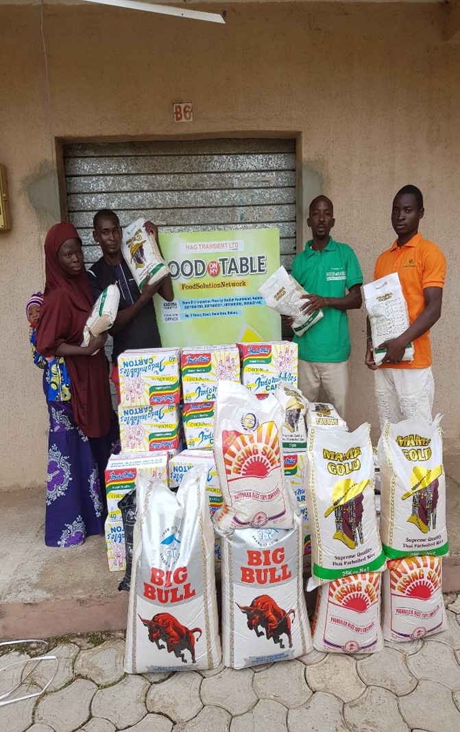 Beneficiaries with food items